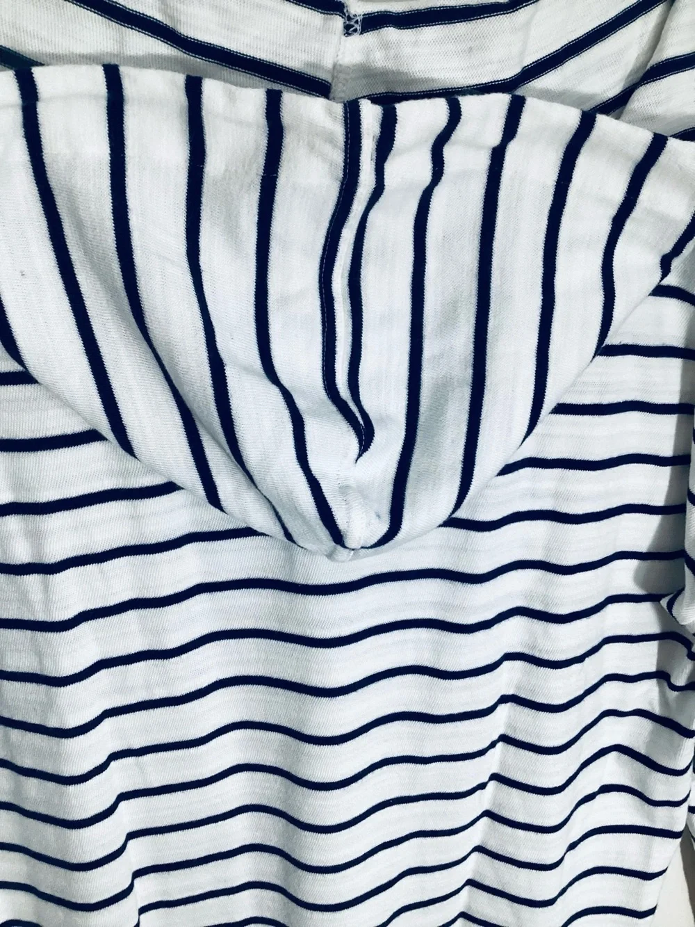 J. Crew Navy White Striped V-Neck Pullover Cotton Sweater Hoodie XL Relaxed NWT